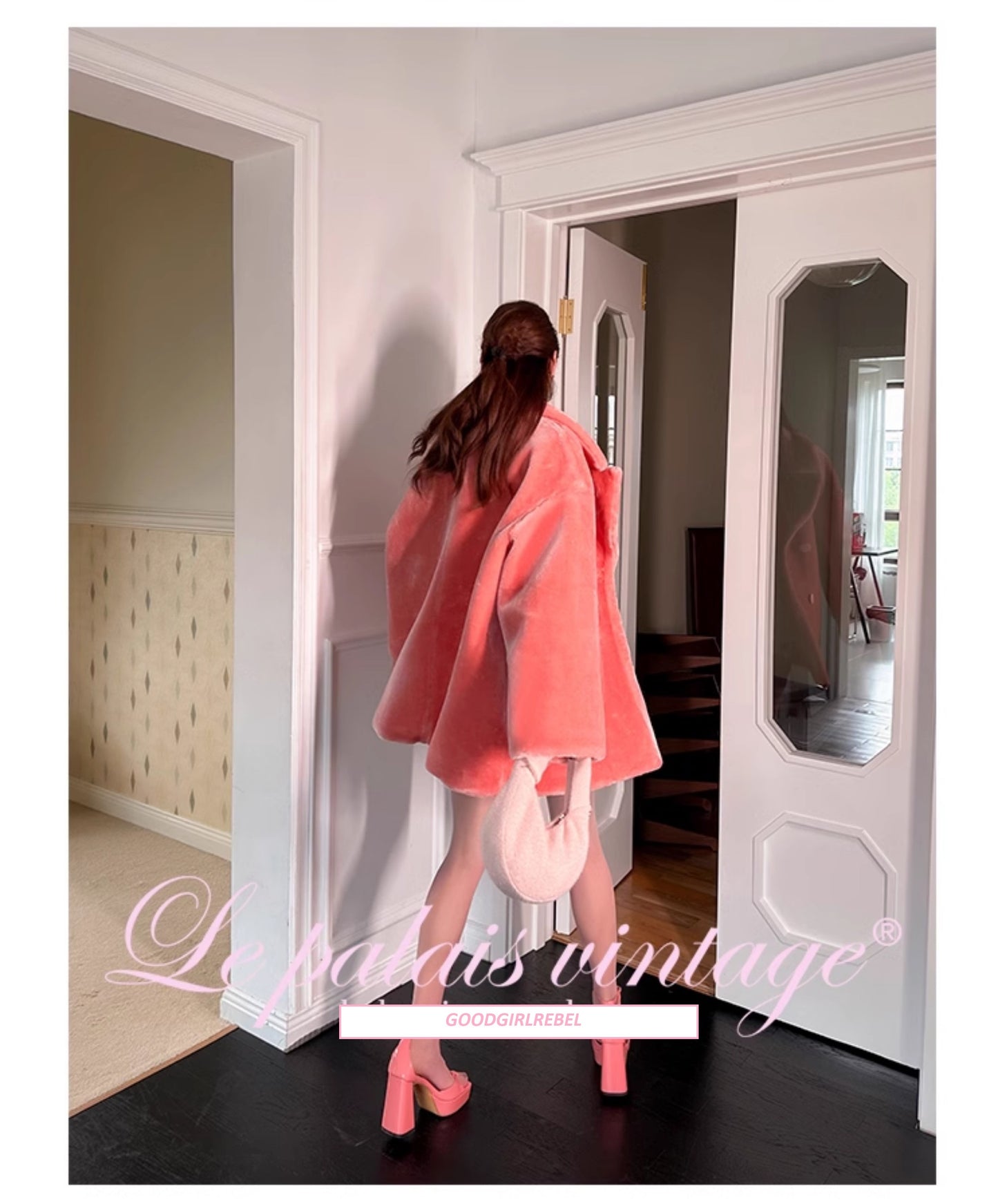 Le Palais Vintage grapefruit pink pure desire eco-friendly faux fur loose  coat - Knie