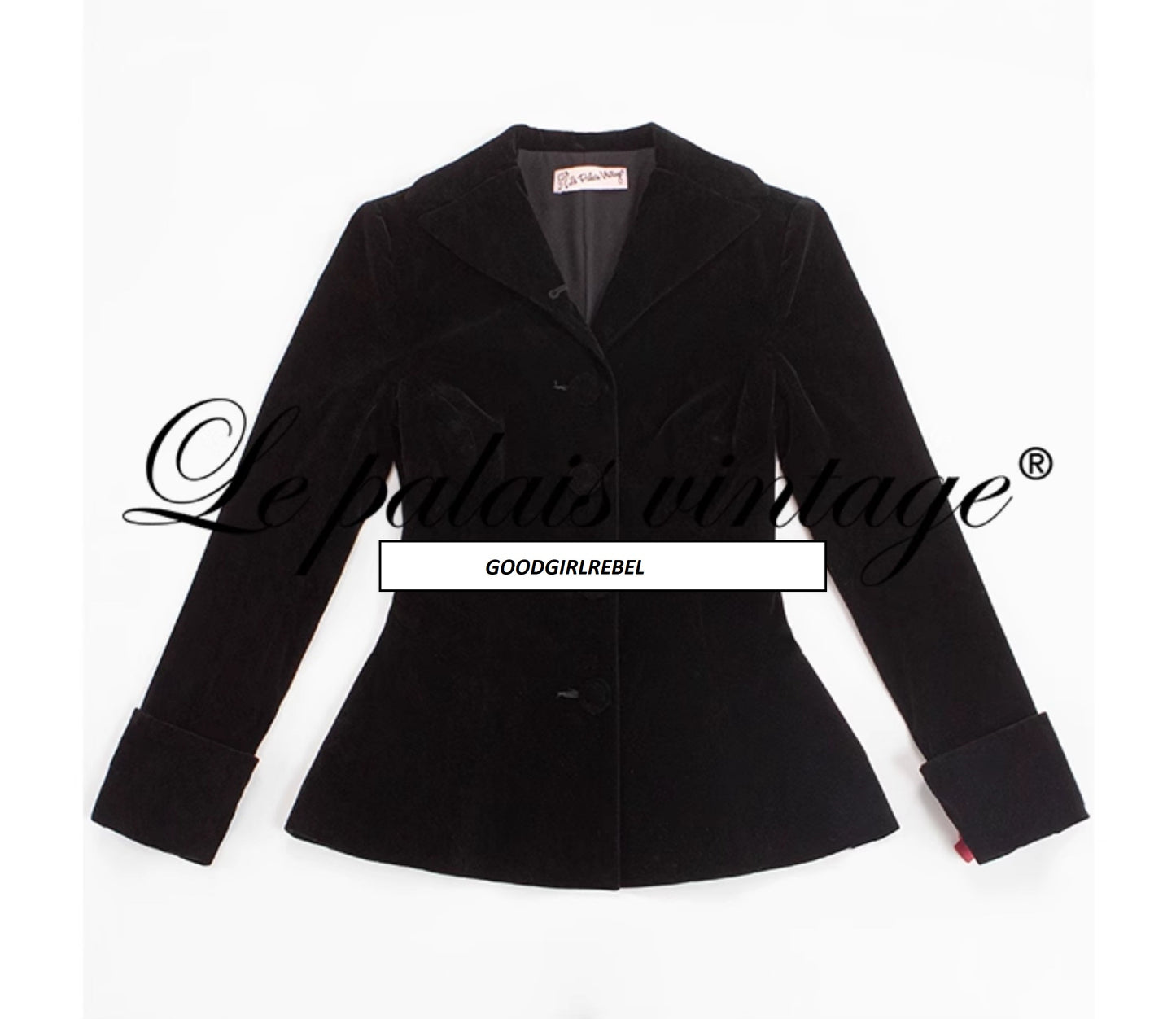 Le Palais Vintage Black Velvet Jacket + Pencil Skirt Set -  Scarlet Mary