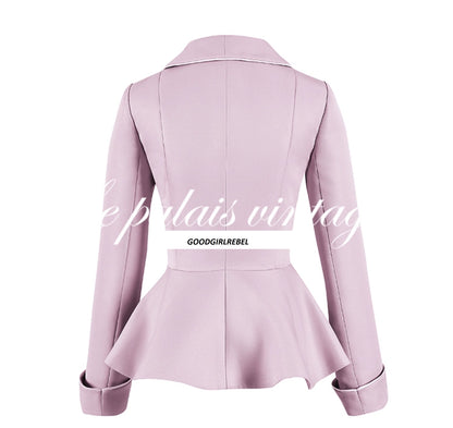 Le Palais Vintage Elegant Lotus Pink Waist Jacket  Swing structured Skirt -Lady Madeleine