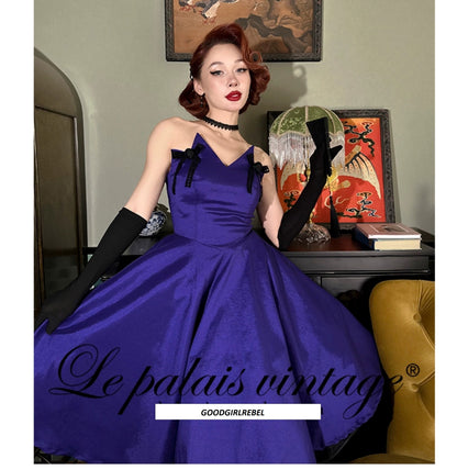 Le Palais vintage elegant purple strapless bodice dress ONLY - Minuo