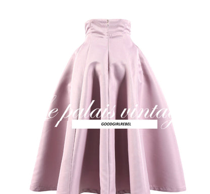 Le Palais Vintage Elegant Lotus Pink Waist Jacket  Swing structured Skirt -Lady Madeleine