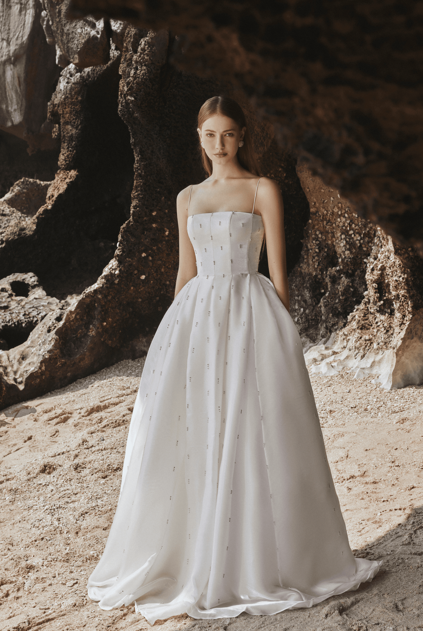 Strapless Full Dress With Stone Embellishment