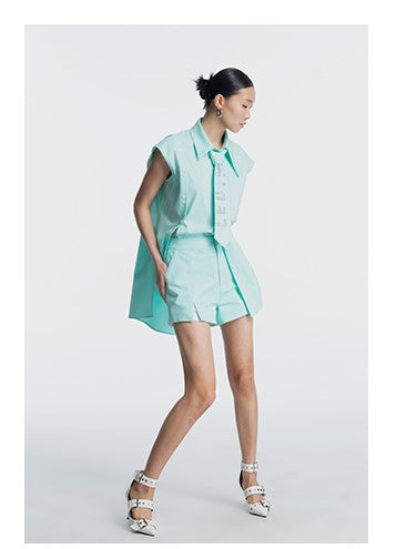 LEDIM W Slit loose pastel tiffany mint blue short - Kadre