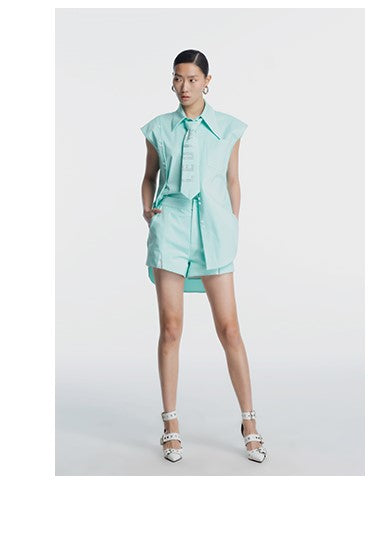 LEDIM W Slit loose pastel tiffany mint blue short - Kadre