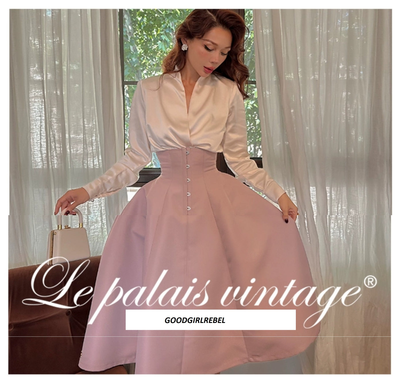 Le Palais Vintage Elegant Lotus Pink Waist Jacket  Swing structured Skirt -Lady Madeleine