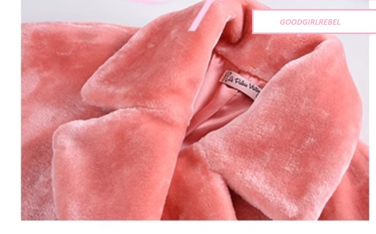 Le Palais Vintage grapefruit pink pure desire eco-friendly faux fur loose  coat - Knie