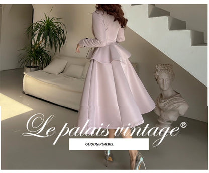 Le Palais Vintage Elegant Lotus Pink Waist Jacket  Swing structured Skirt -Lady Madeleine