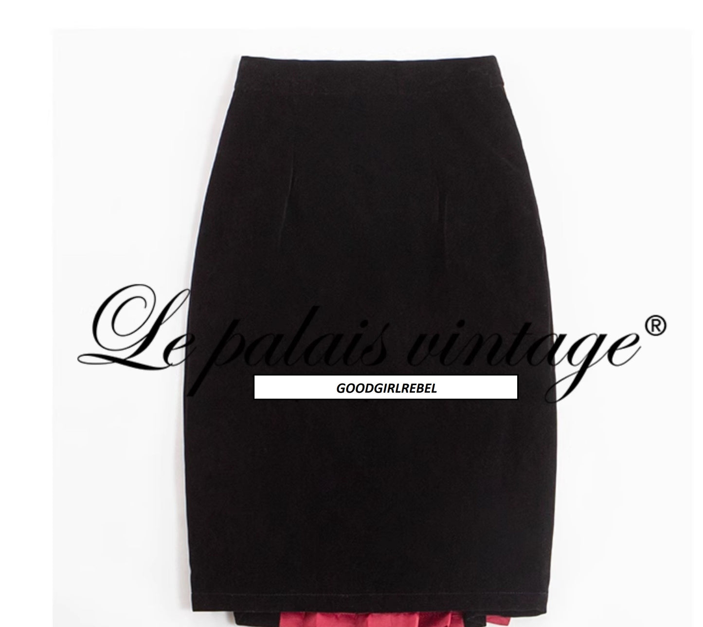 Le Palais Vintage Black Velvet Jacket + Pencil Skirt Set -  Scarlet Mary