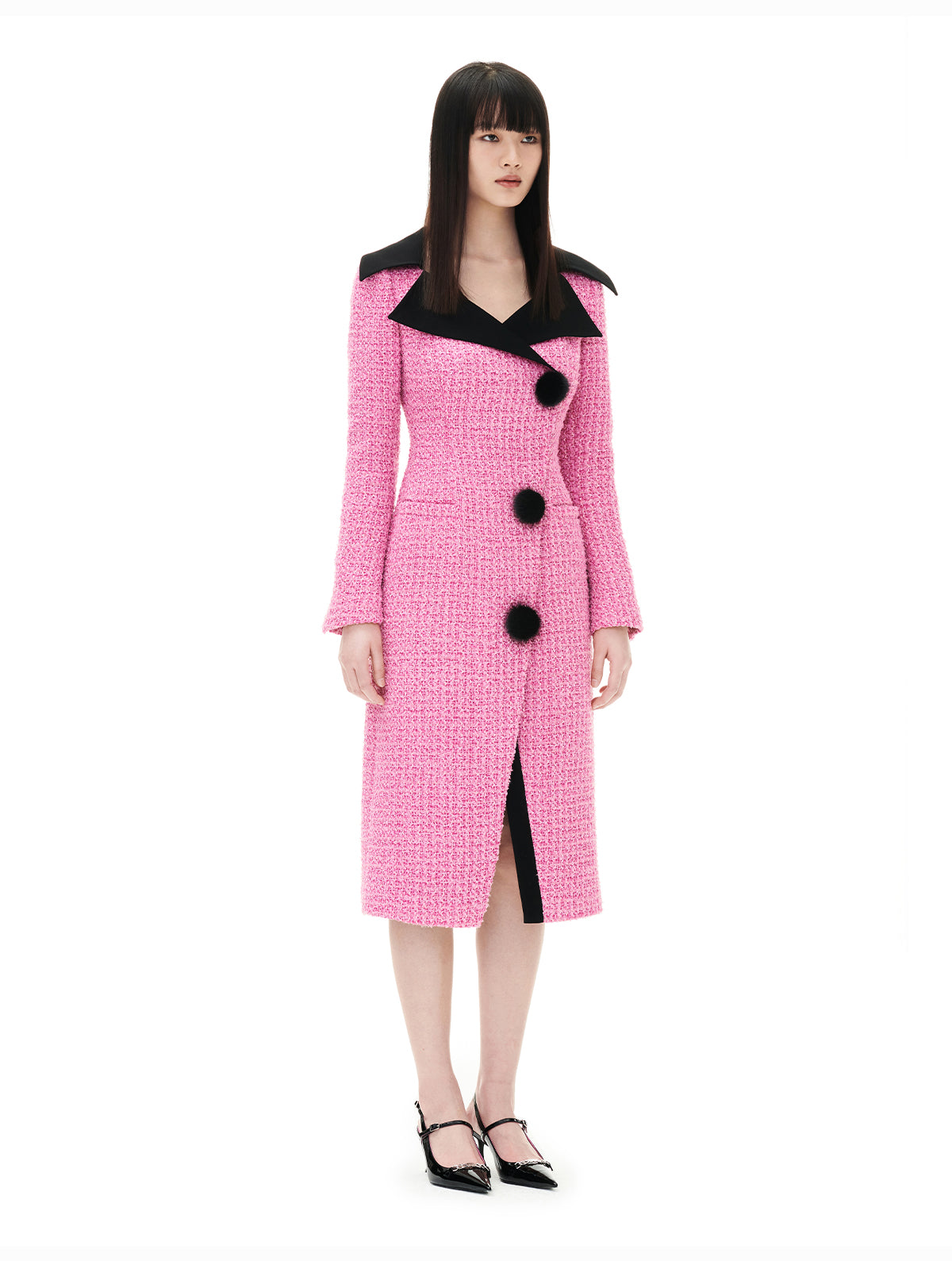 YES BY YESIR Fall/Winter Pink tweed elegant Jacket Dress - Amal