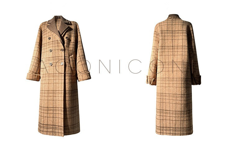 Chestnut double-faced wool winter coat- Mountain wild