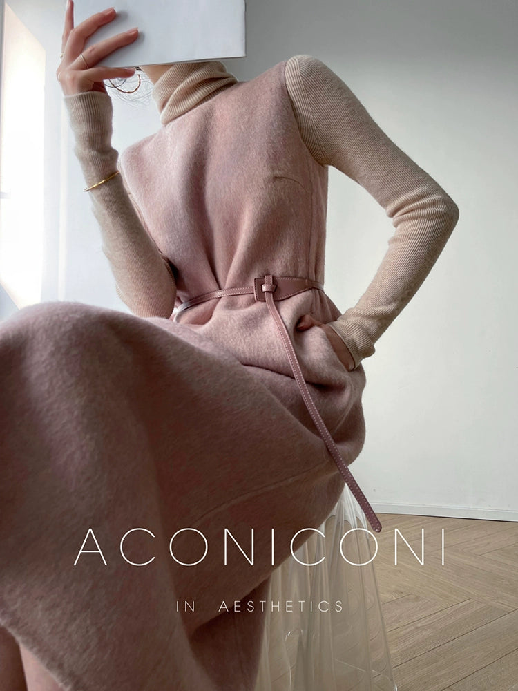 Aconiconi High End Cape Long Sleeve Long Woolen Coat- Windsor Walk