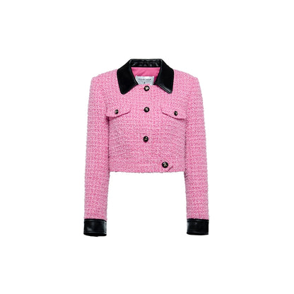 YES by YESIR Barbie pink autumn winter short jacket mini pencil skirt- Tiggan