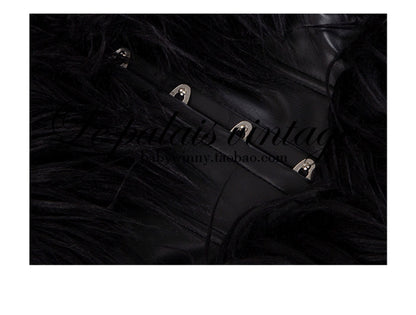 Le Palais Vintage Elegant Black Seal Heavy Long Fur Winter Coat -Raven