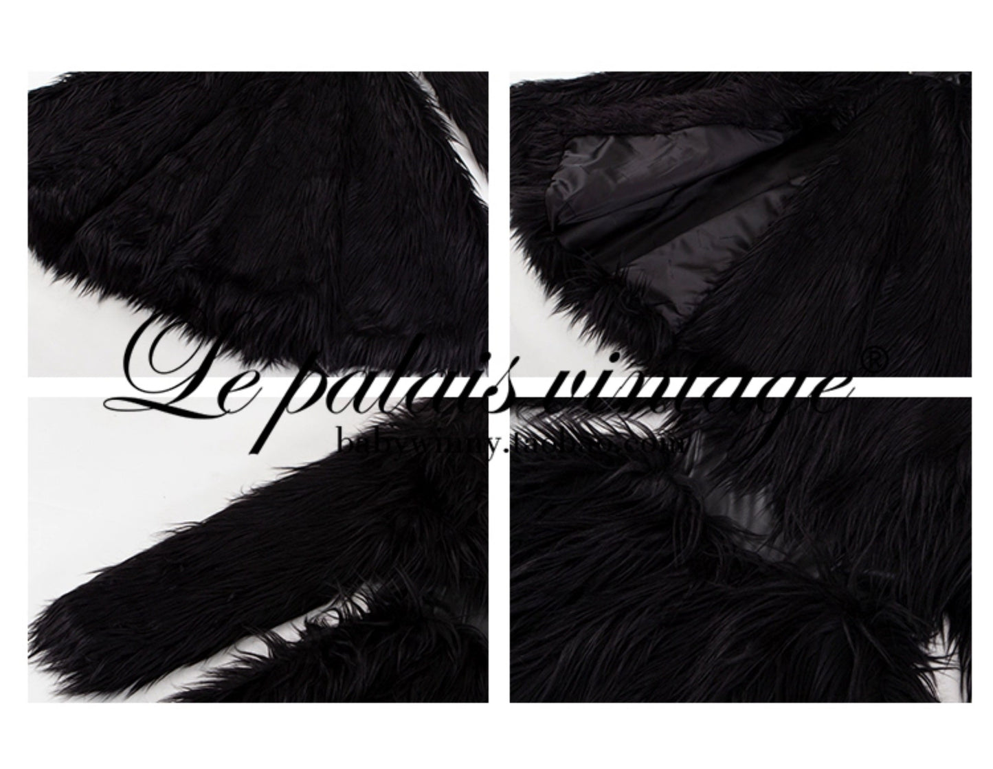 Le Palais Vintage Elegant Black Seal Heavy Long Fur Winter Coat -Raven