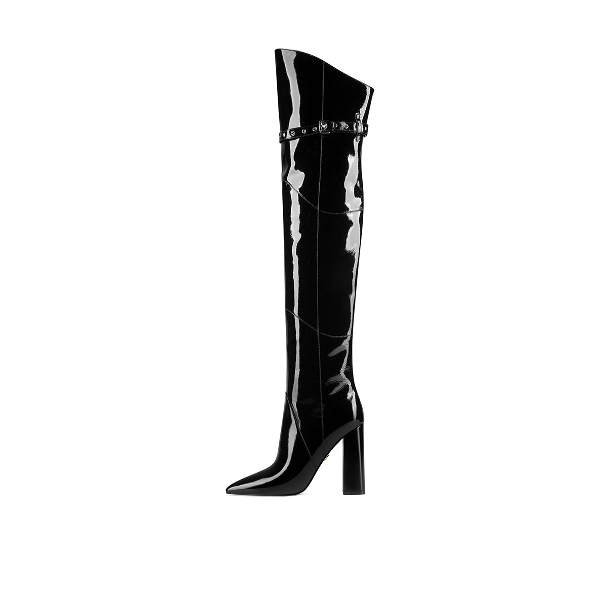 Fabfei patent leather sexy block high heeled over-the-knee boots - Domina