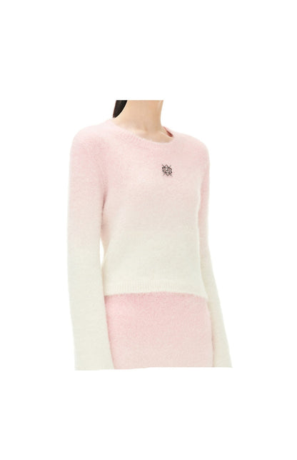 YES BY YESIR autumn winter Barbie pink ombre Dream alpaca knit  skirt top- Liowwa