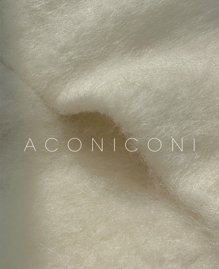 Aconiconi Elegant White Tweed Long Sleeve cropped Winter Coat- Yao Te