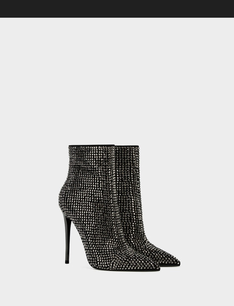 Fabfei Fall/Winter sexy rhinestone short high heeled boots - Gatsby