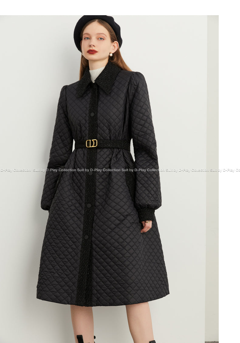 Fall autumn silk tweed paneled diamond cotton coat - Dante