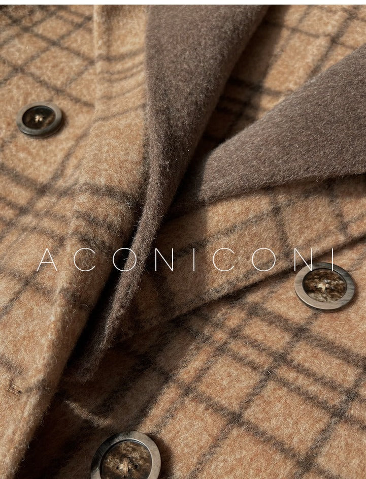 Chestnut double-faced wool winter coat- Mountain wild