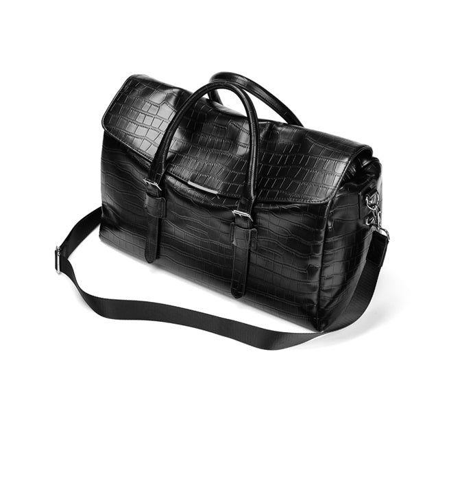 Crocodile pattern men's women's retro motorcycle riding weekender travel carryon bag