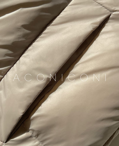 Aconiconi Luxury Duck Down Loose Beige Long Winter Jacket Coat- Almond Croissant