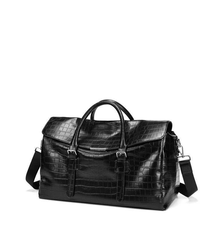 Crocodile pattern men's women's retro motorcycle riding weekender travel carryon bag