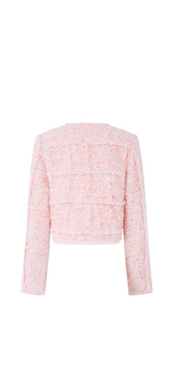 LEDIM W spliced paste;l pink tweed short blazer jacket - Lippi