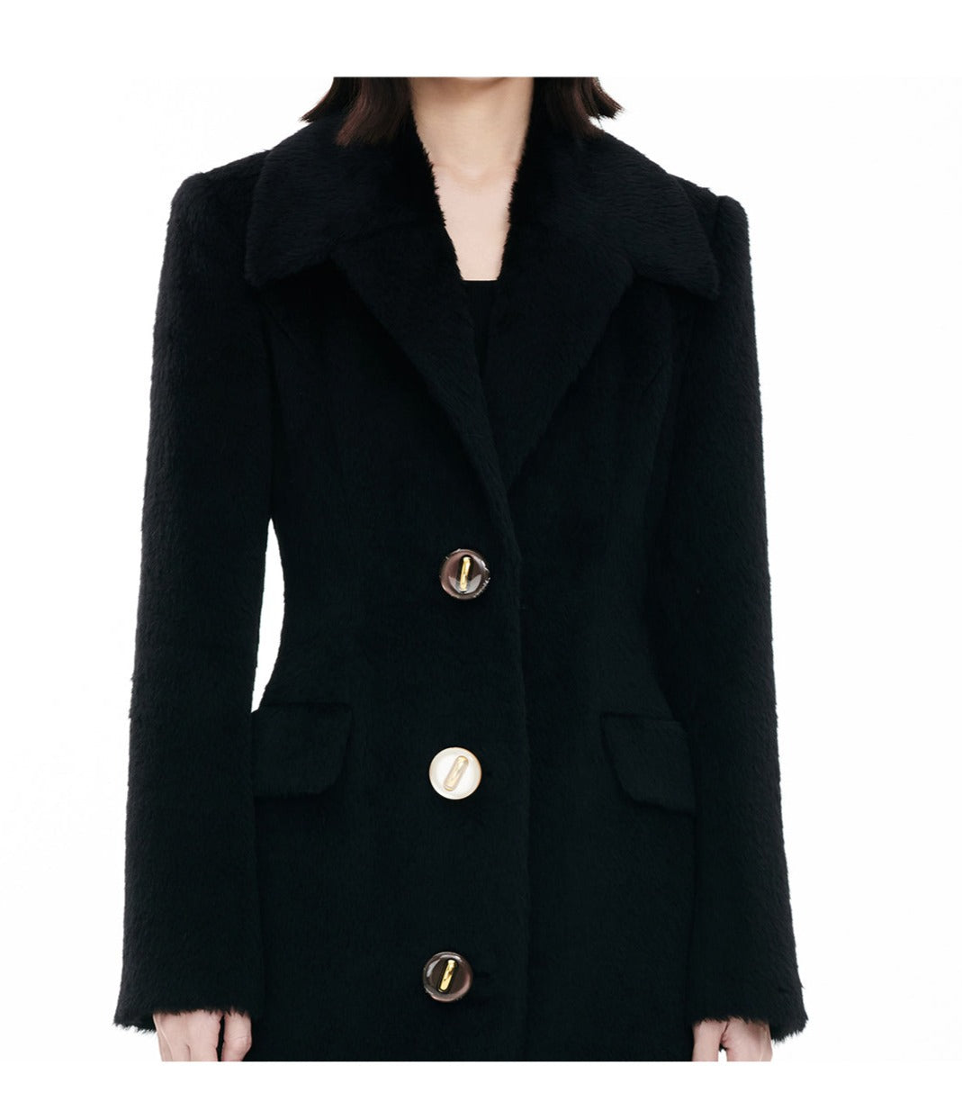 YES BY YESIR Luxury high-end autumn winter black knight wool coat -  Biitaa