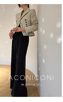 Aconiconi Elegant Black Sea Blue wide leg Long Chic Pants- Black Tea Salt Lake