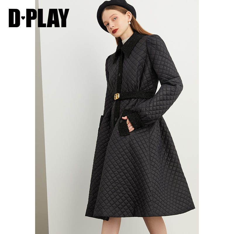 Fall autumn silk tweed paneled diamond cotton coat - Dante