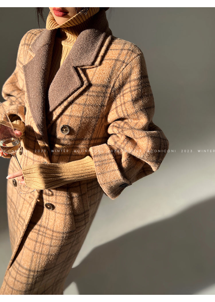 Chestnut double-faced wool winter coat- Mountain wild