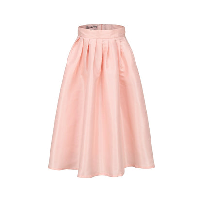 Le Palais Vintage Pink Retro Lapel Long Sleeve Button Puffy Cocktail Skirt-LEO