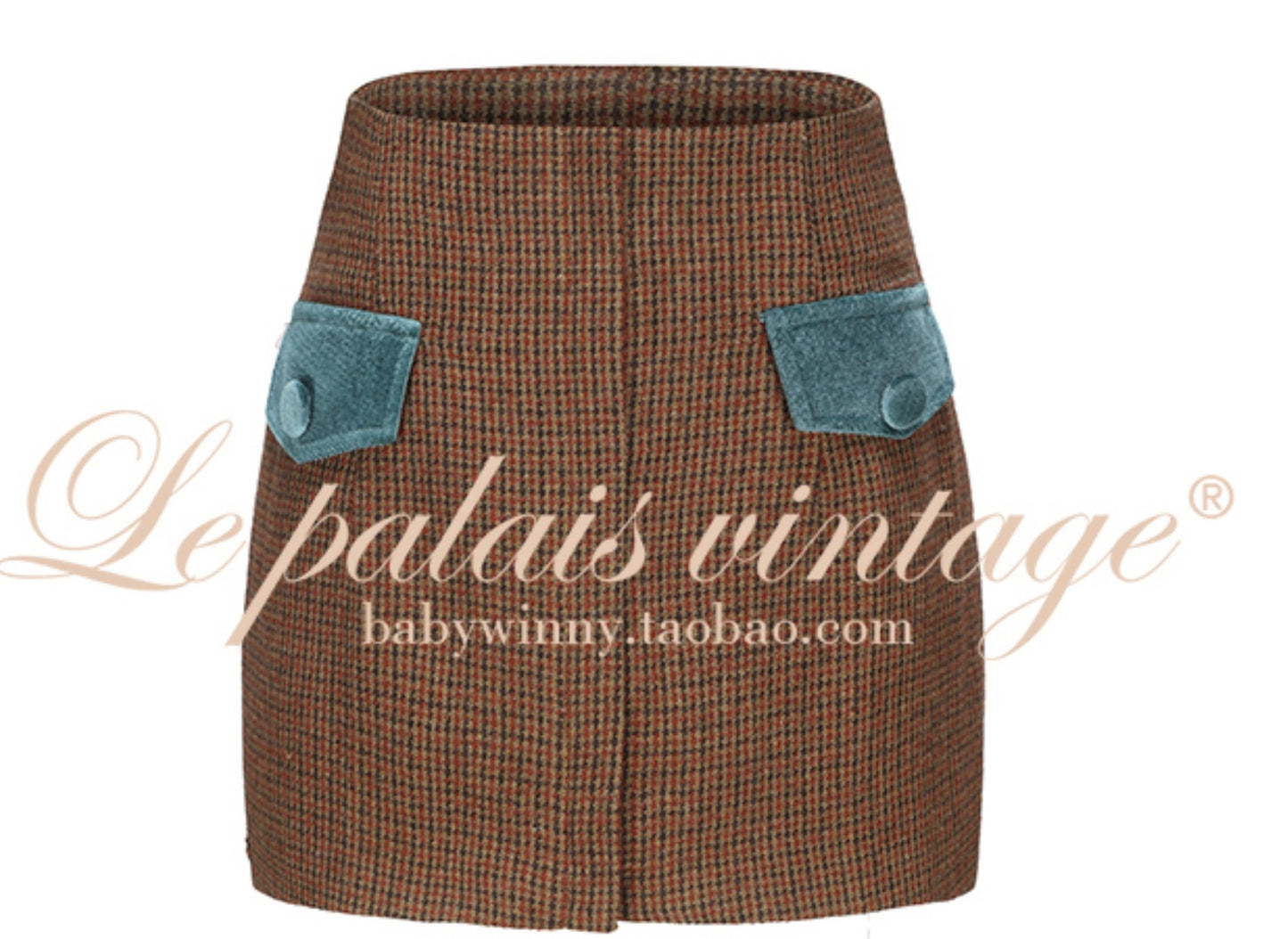 Le Palais Vintage Brown Long Sleeve Plaid Crop Jacket + Short Skirt-JODIE