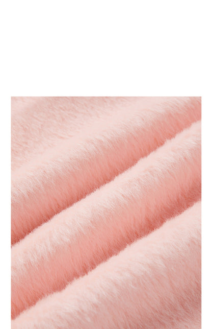 LEDIM W wool square neck pastel salmon pink loose long winter coat- Fan