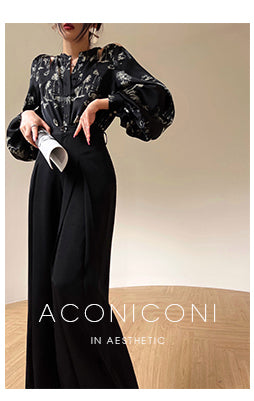 Aconiconi Eleant White Waist Loose Long Straight Suit Dinner Pants- Cloud Steps