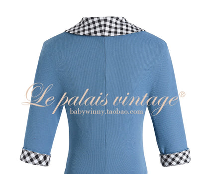 Le Palais Vintage Retro Elegant Lake Blue Bat Sleeve top + Skirt- Mpe