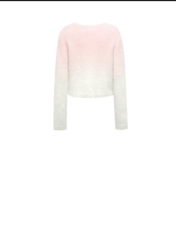 YES BY YESIR autumn winter Barbie pink ombre Dream alpaca knit  skirt top- Liowwa