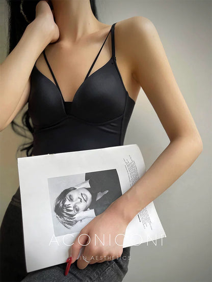 Aconiconi Elegant Strap Bra Padded Bandeau Short Slim Wear- Midsummer Sweet Dream