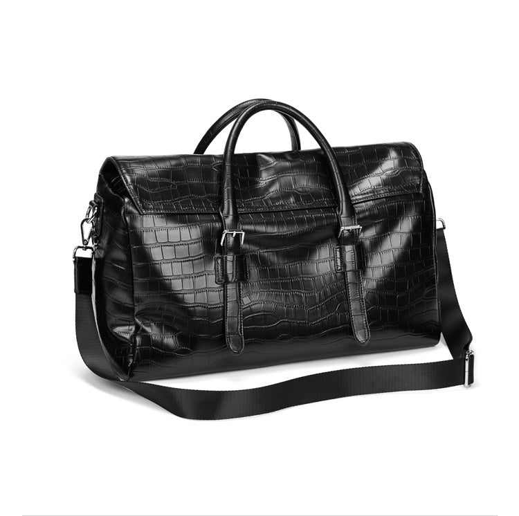 Crocodile pattern men's women's retro motorcycle riding weekender travel carryon bag