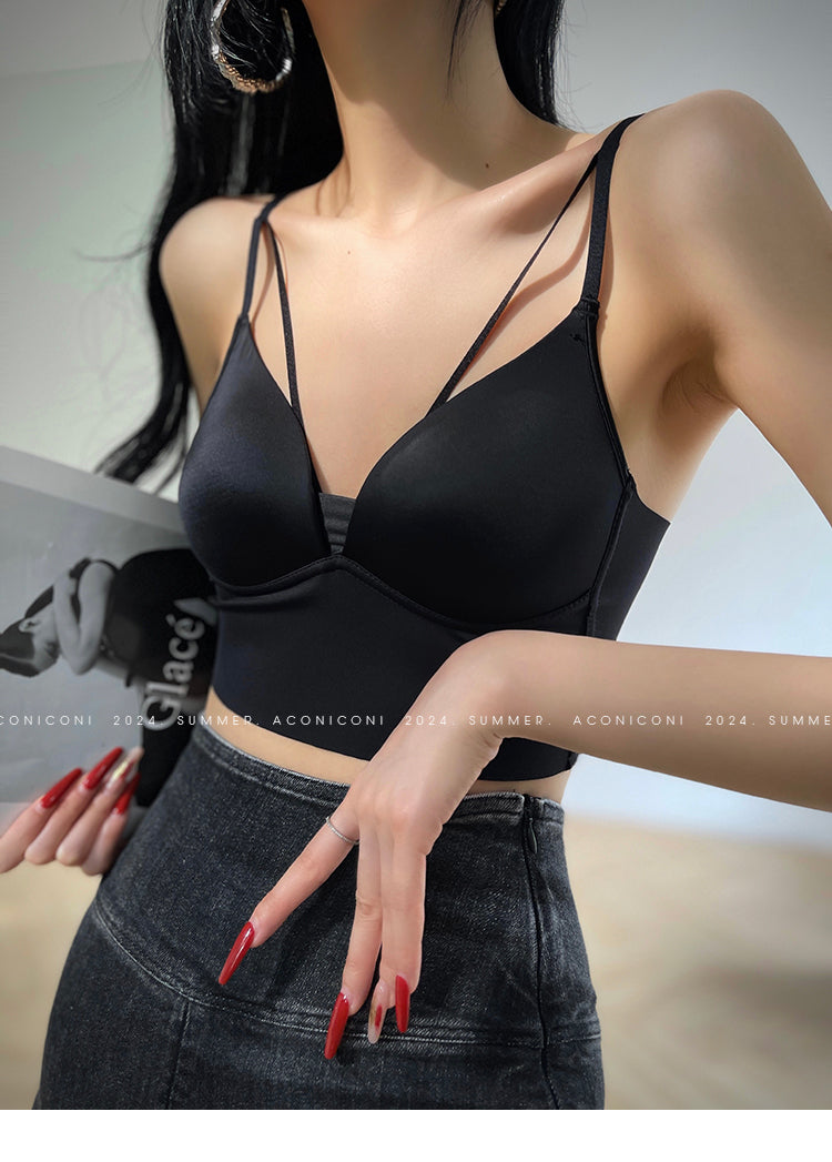 Aconiconi Elegant Strap Bra Padded Bandeau Short Slim Wear- Midsummer Sweet Dream