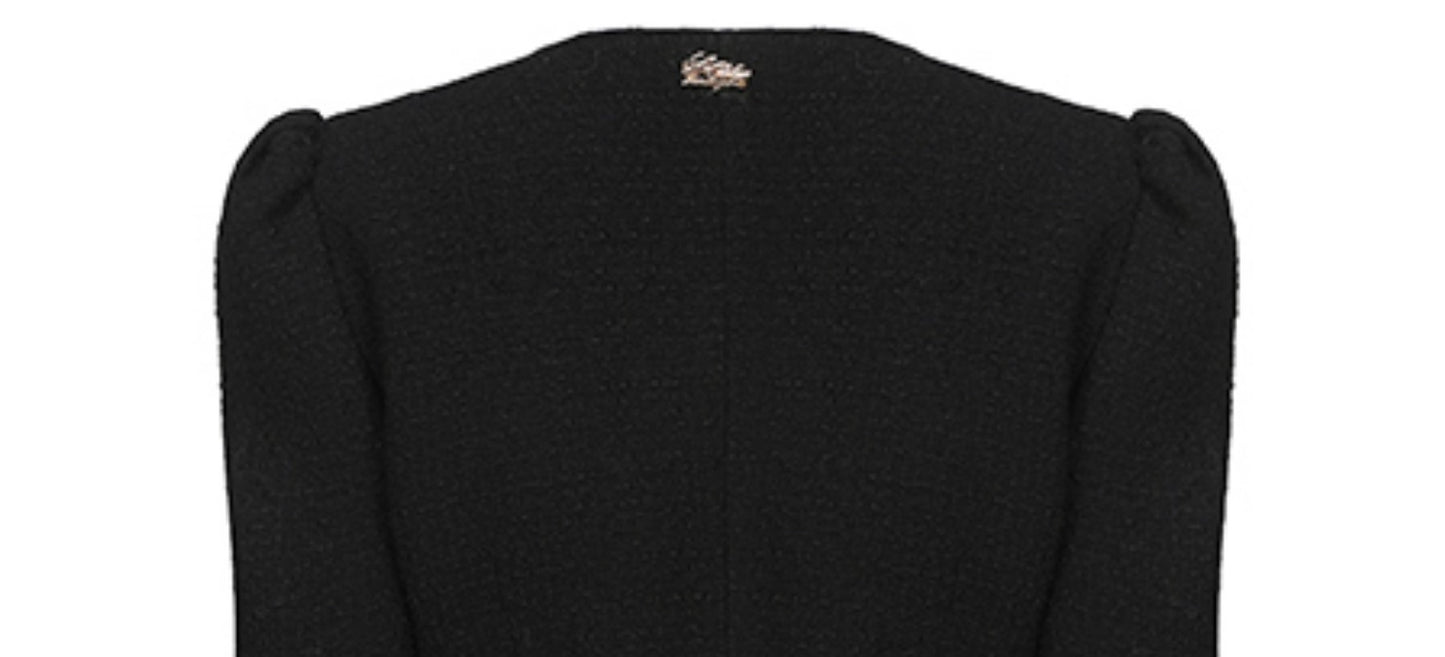 Le Palais Vintage Retro Black Long Sleeve Tweed Jacket-ANN