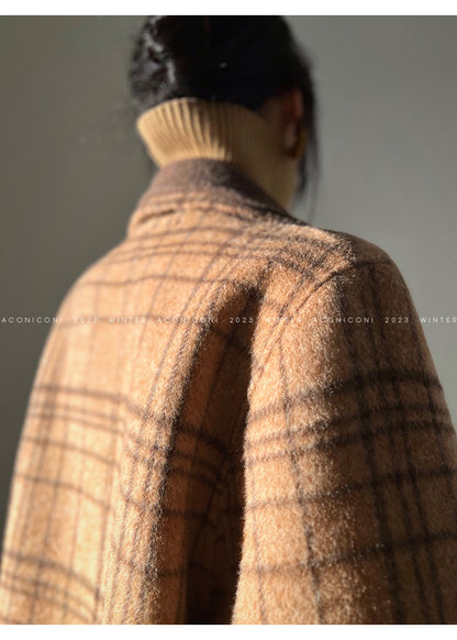 Chestnut double-faced wool winter coat- Mountain wild