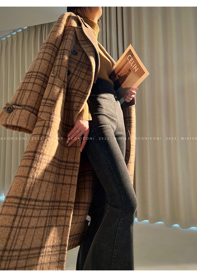 Chestnut double-faced wool winter coat- Mountain wild