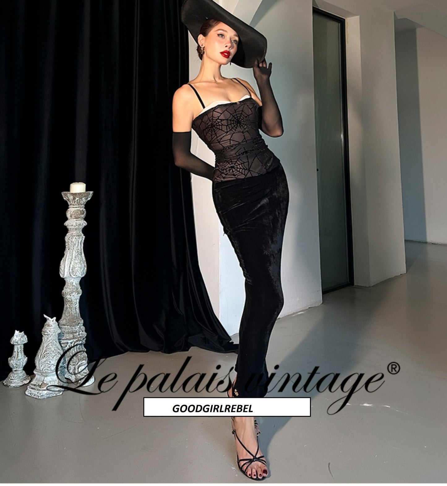 Le Palais Vintage elegant sexy sheer glitter jumpsuit leotard dress skirt- Talso