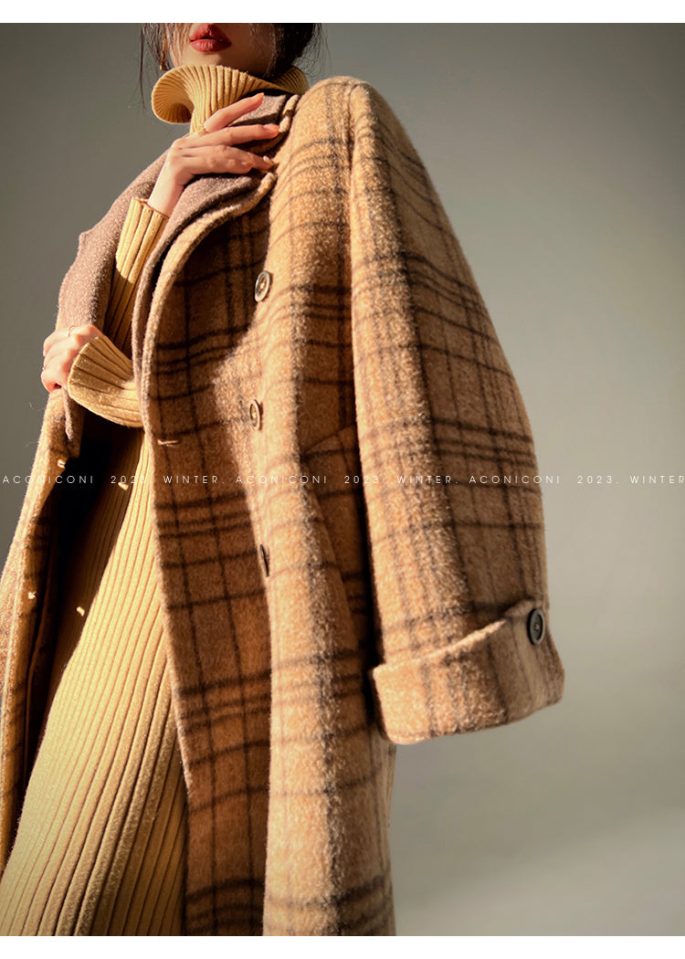 Chestnut double-faced wool winter coat- Mountain wild