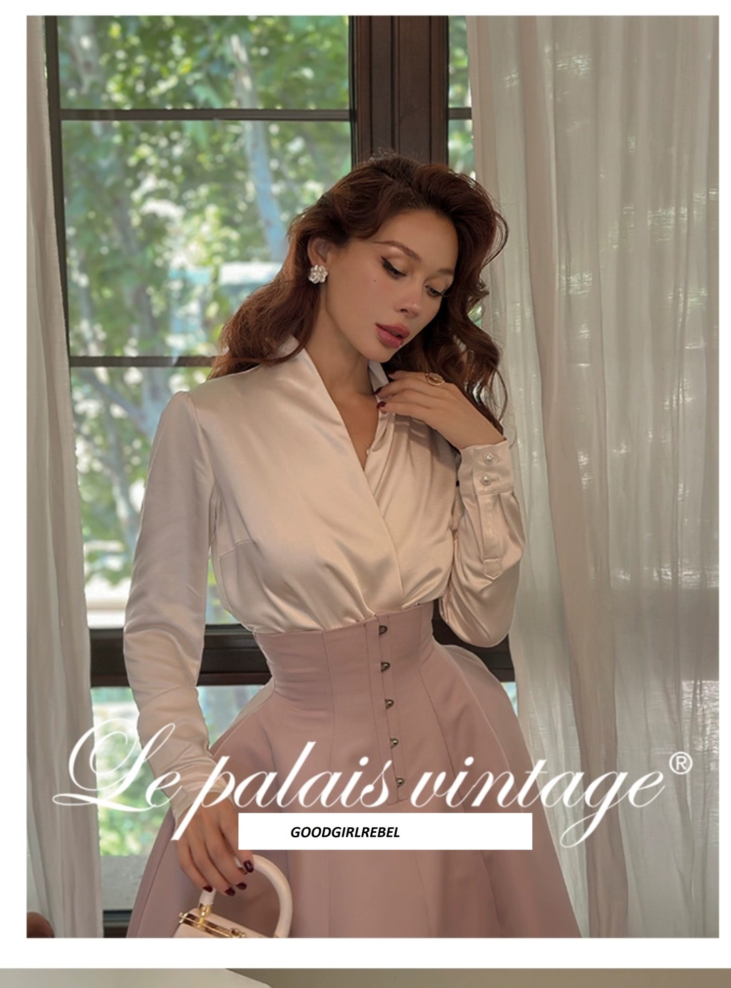 Le Palais Vintage Elegant Lotus Pink Waist Jacket  Swing structured Skirt -Lady Madeleine