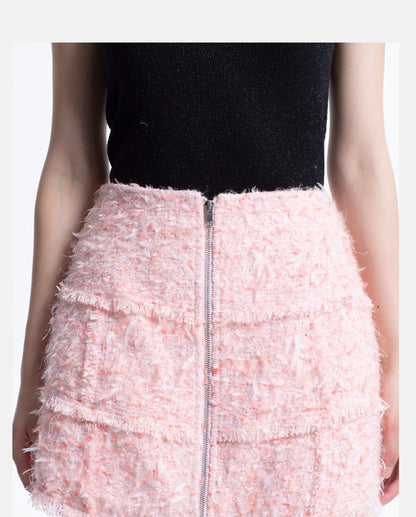 LEDIM W pastel pink spliced tweed short skirt - Lippi