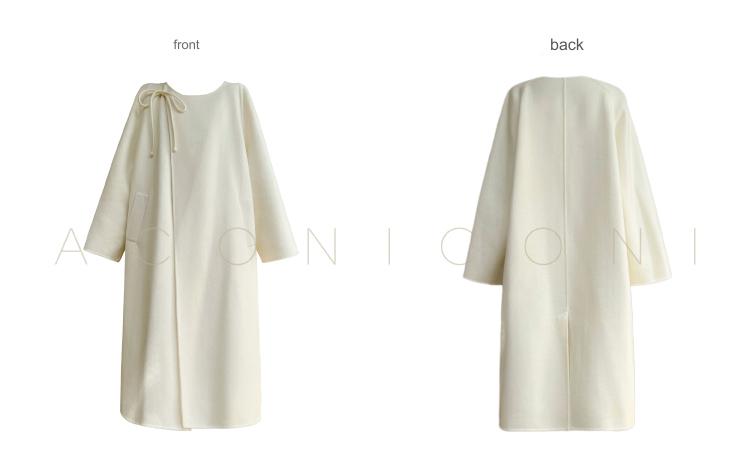 Aconiconi Luxury Autumn Cream Korean Long Sleeve Long Light Coat- Warm Winter