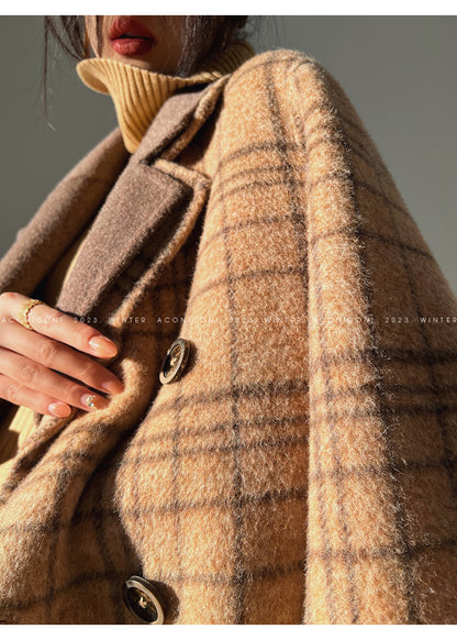 Chestnut double-faced wool winter coat- Mountain wild